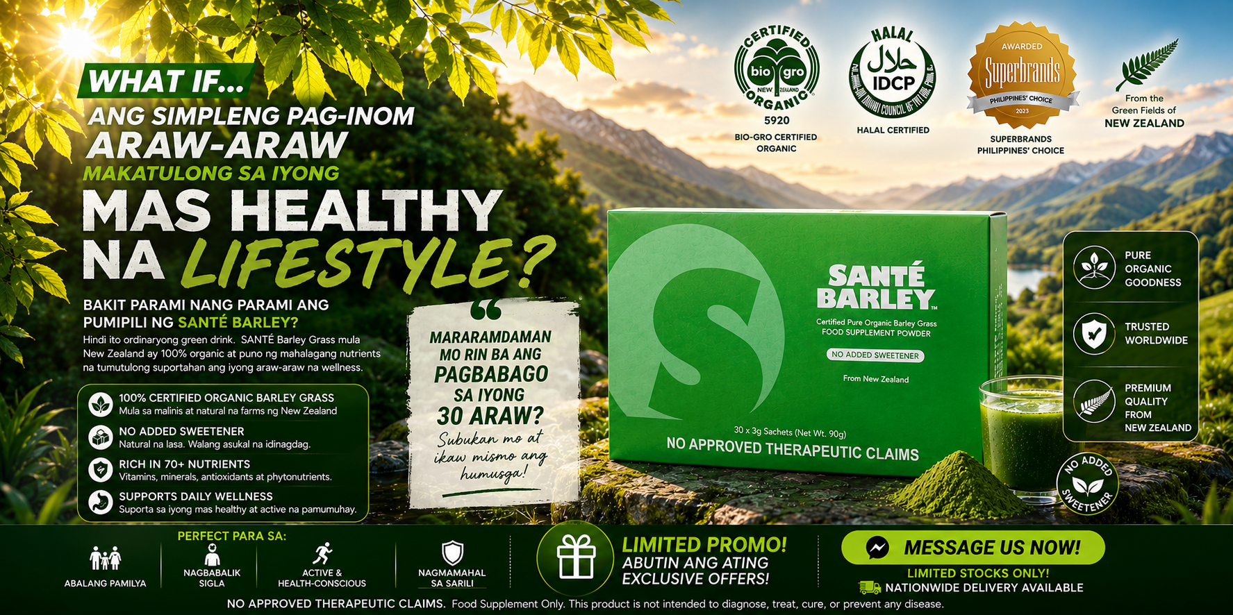 Sante Barley in Box with 30 sachets no Sweetener