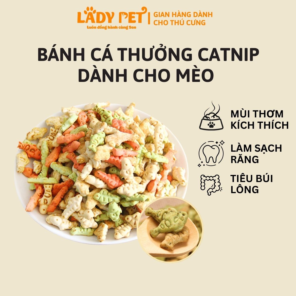 Bánh Cá Catnip Tiêu Búi Lông Cho Mèo