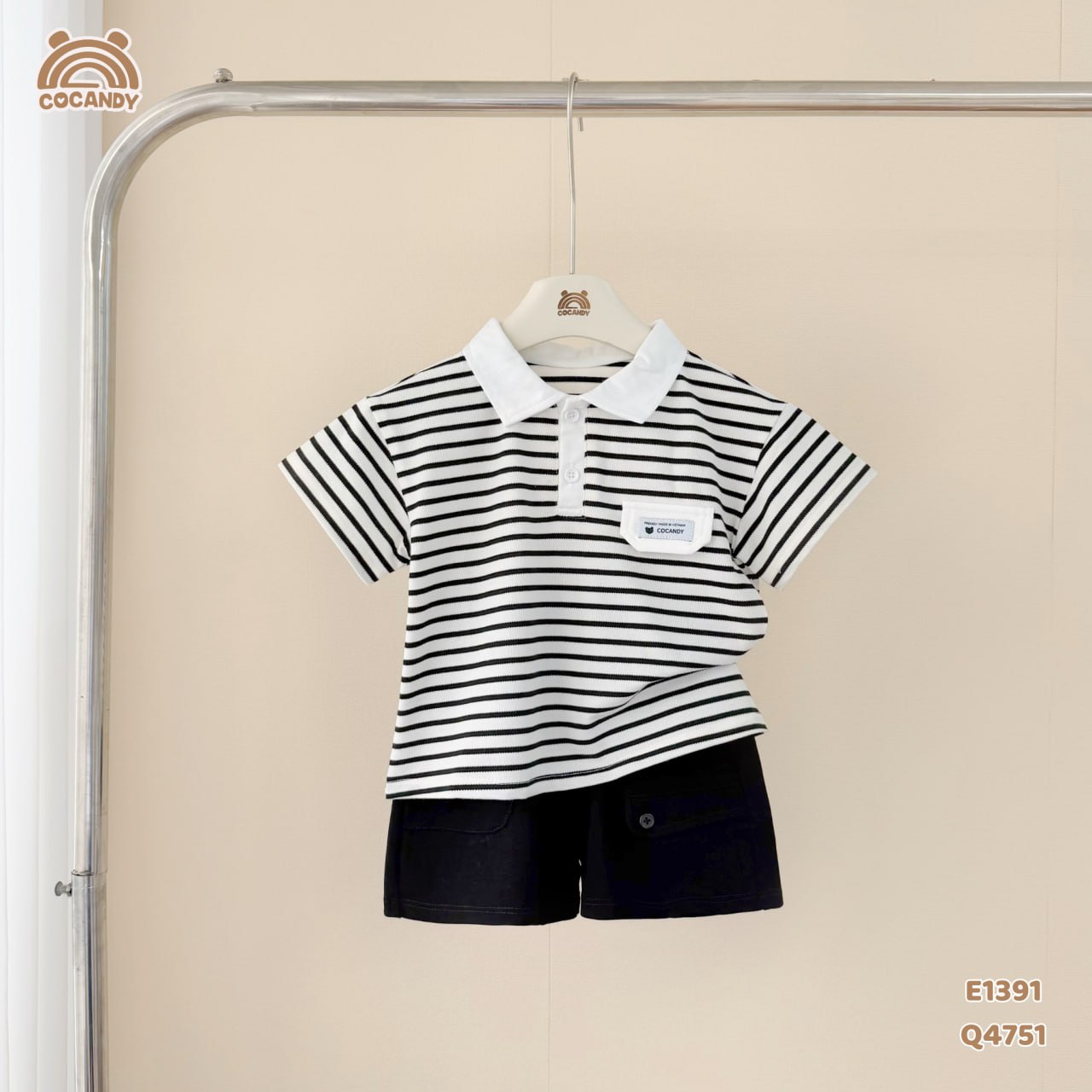 Áo cộc polo kẻ ĐEN tag ngực CCD_thumbnail_2