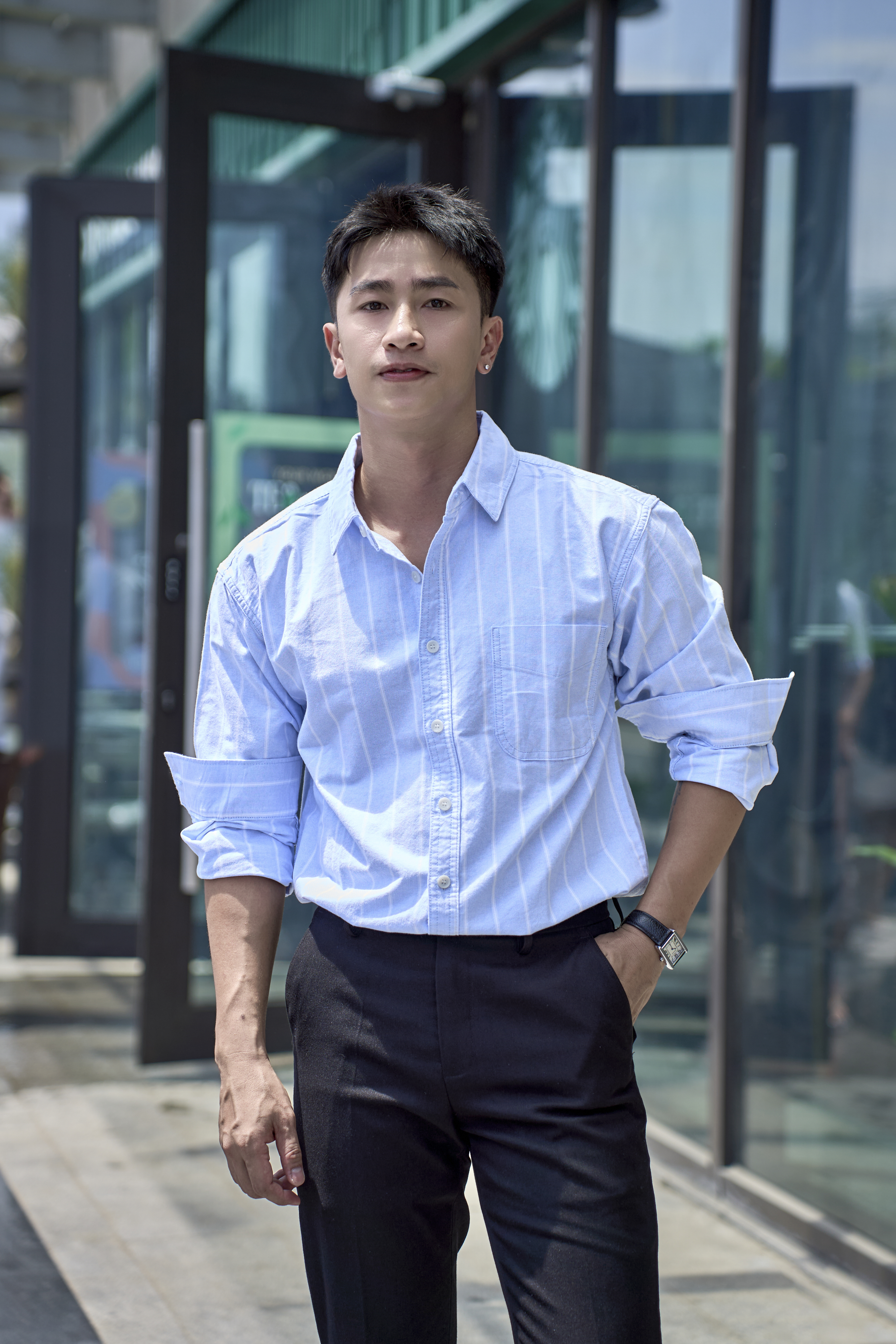 SA131 - Áo sơ mi nam kẻ sọc kiểu Nhật dáng rộng, phong cách văn học, thoải mái hàng ngày_thumbnail_7