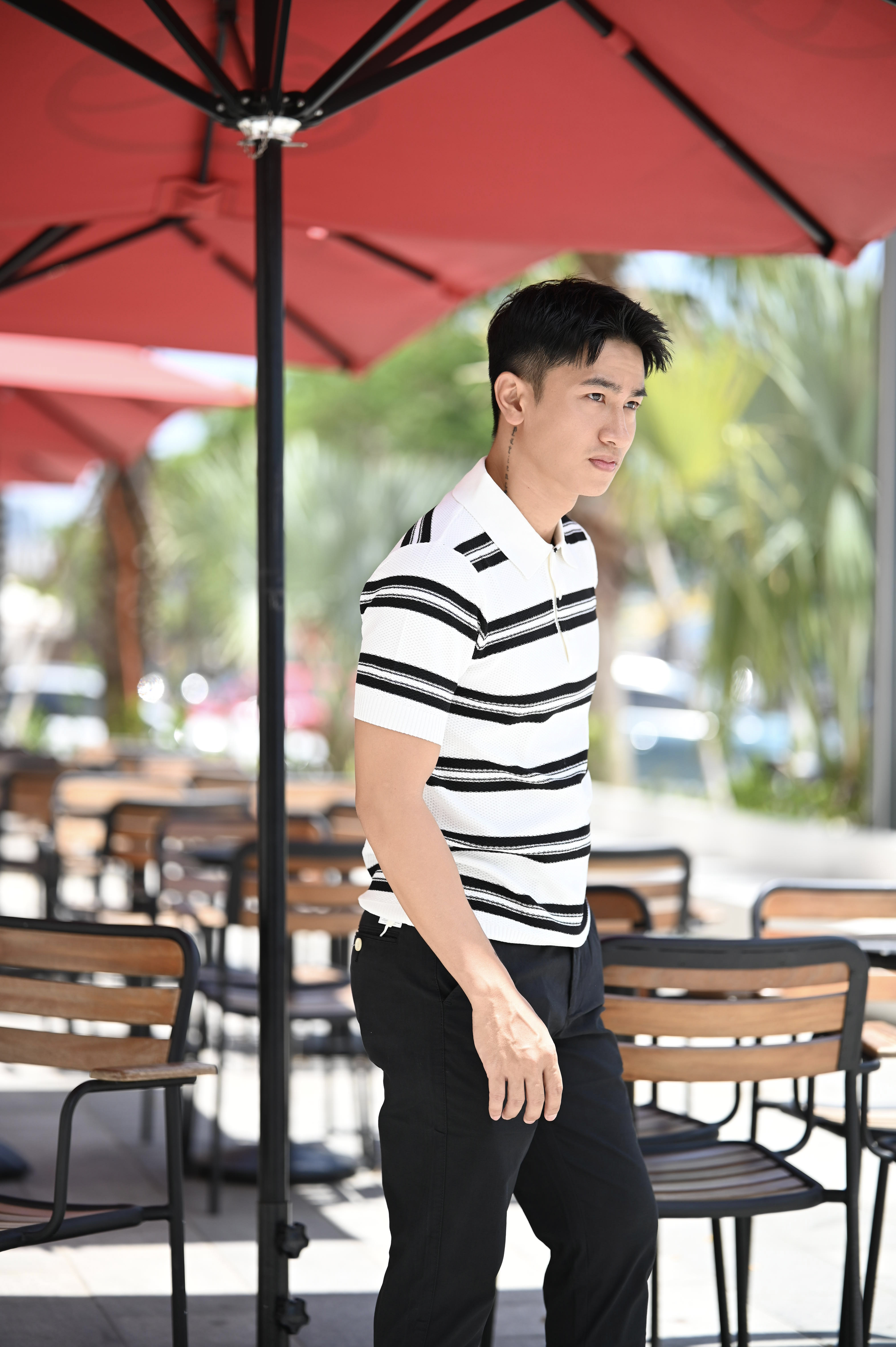 PB7 - Áo Polo Nam Công Sở Dáng Ôm, Tay Ngắn Kẻ Sọc Retro Mùa Hè 2025_thumbnail_3