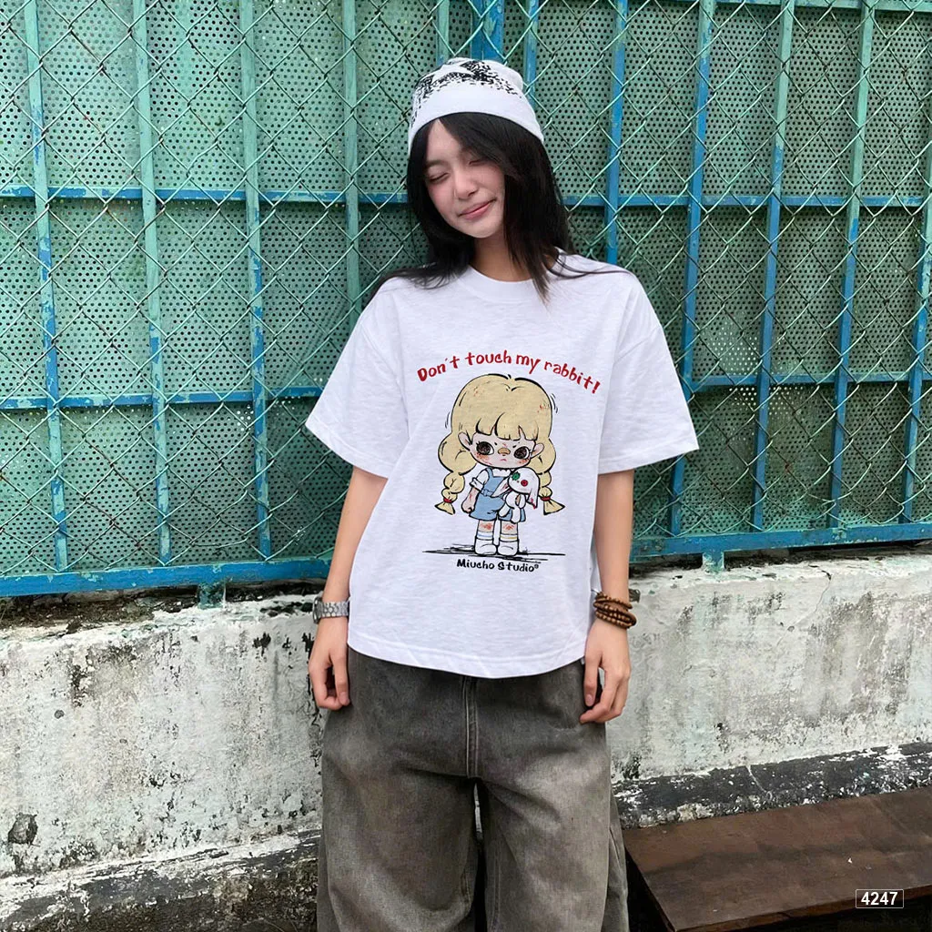 Áo thun boxy chất vải xước thoáng mát Cute Rabbit Miucho 4247_thumbnail_3
