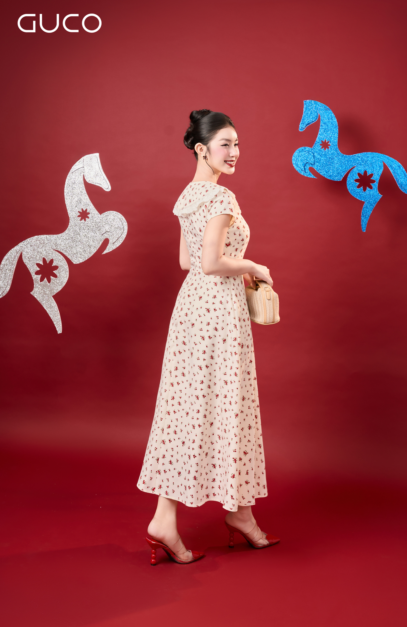 ĐẦM XÒE HOA NHÍ ĐỎ CỔ TIM PHỐI REN - KEM_thumbnail_1