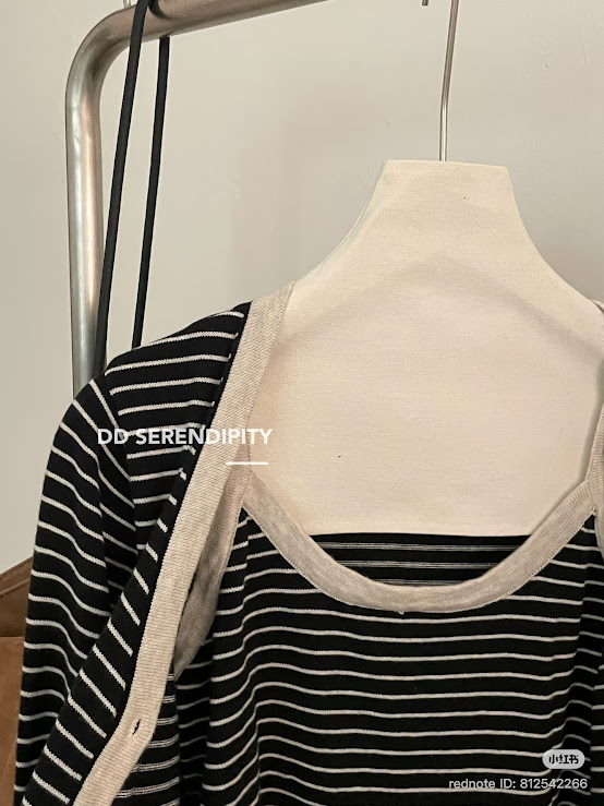 Lucas - Set áo 2 dây sọc ngang viền kem + áo khoác cardigan_thumbnail_3