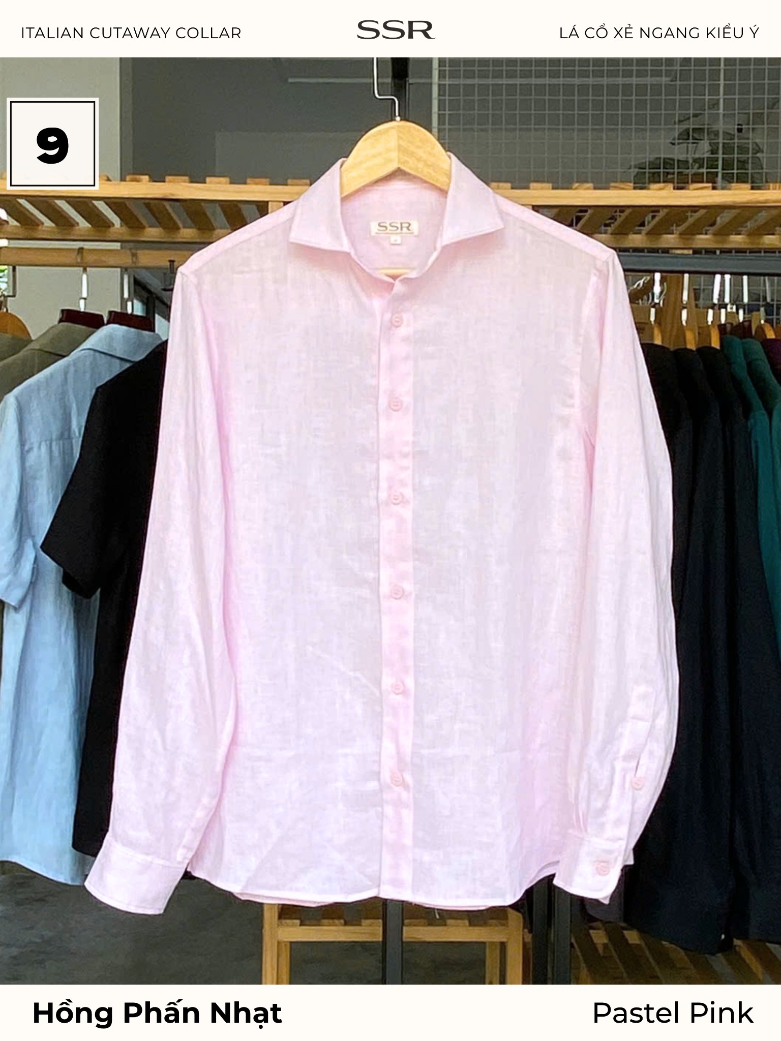 SSR - SƠ MI TAY DÀI - CỔ Ý CUTAWAY - Vạt Bầu - 100% LINEN_thumbnail_16