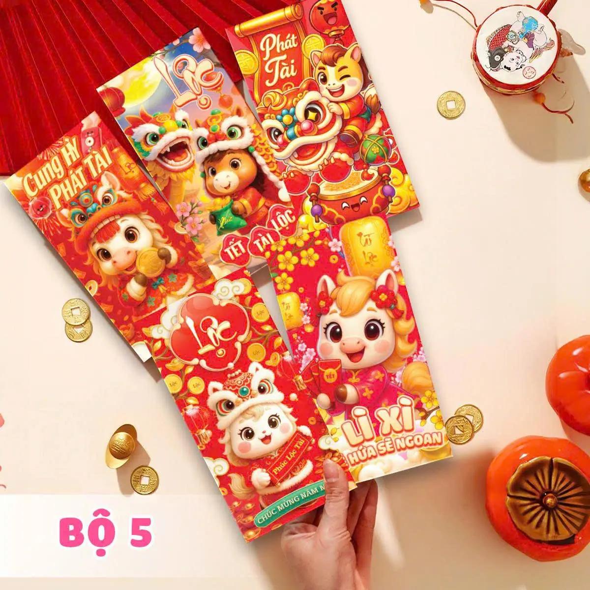 Bao lì ẋì xếp 2 ngăn, 6 ngăn, 10 ngăn độc đáo xuân Bính Ngọ Tết 2026 giấy đỏ cao cấp_thumbnail_16