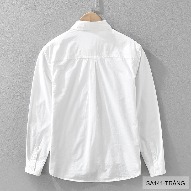 SA141 - Áo sơ mi nam phong cách Nhật Bản tay dài thêu họa tiết đáng yêu chất cotton trắng_thumbnail_1