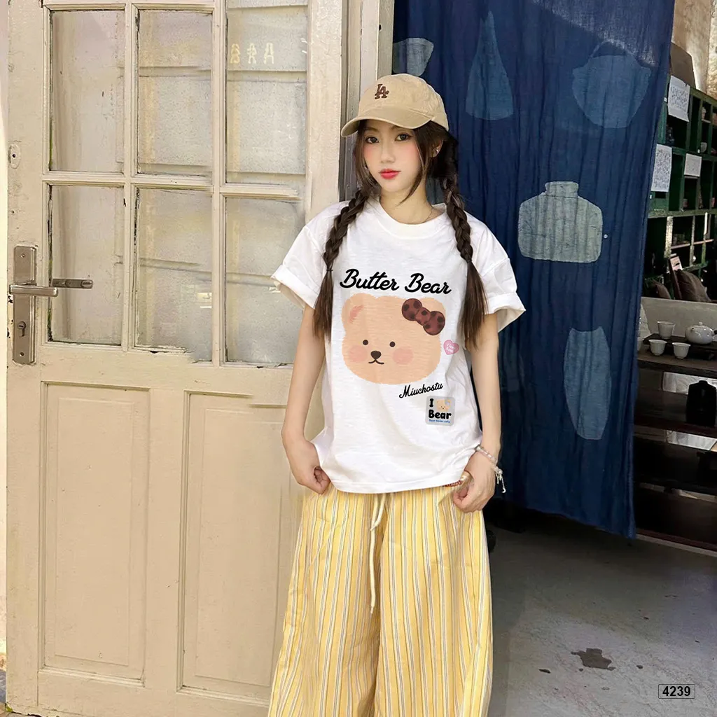 Áo thun nữ form boxy chất vải xước Butter Bear Miucho 4239_thumbnail_5