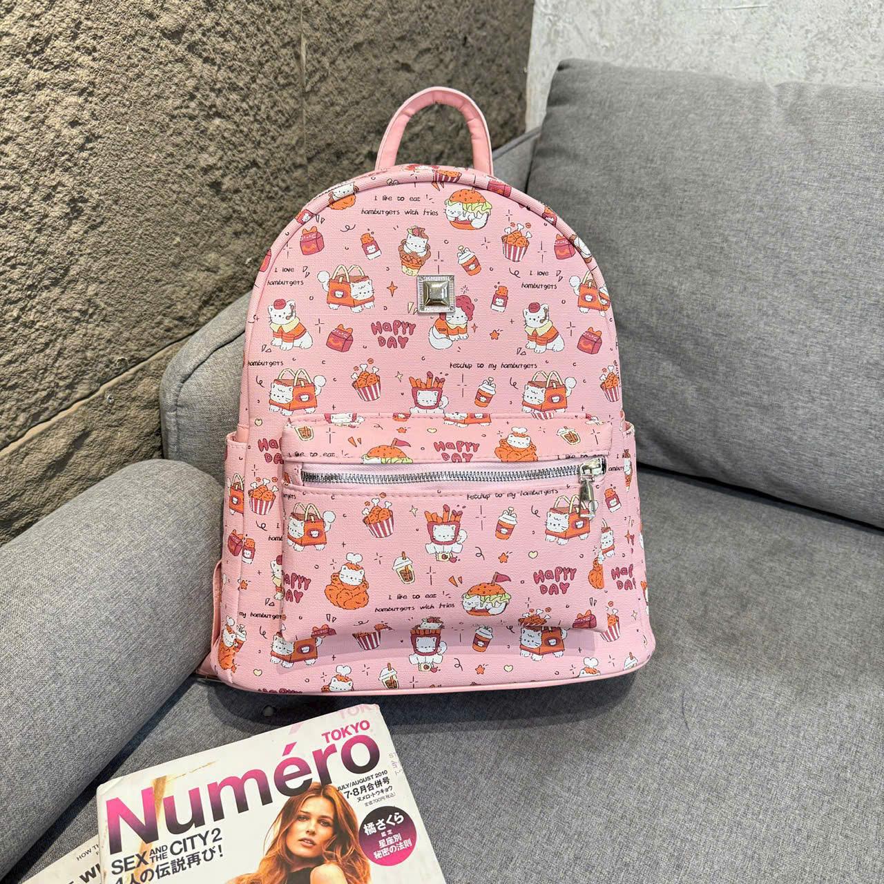 Balo Thời Trang Nữ Cunbag Họa Tiết Chibi Đáng Yêu Balo Đeo Vai Nhiều Ngăn Màu Pastel Đi Chơi BL438