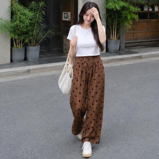 Quần dài lenin ống rộng mã lẻ 419  lưng thun Thiết Kế Thời Trang Free size 45-85kg Phong Cách Hiện Đại Thoải Mái