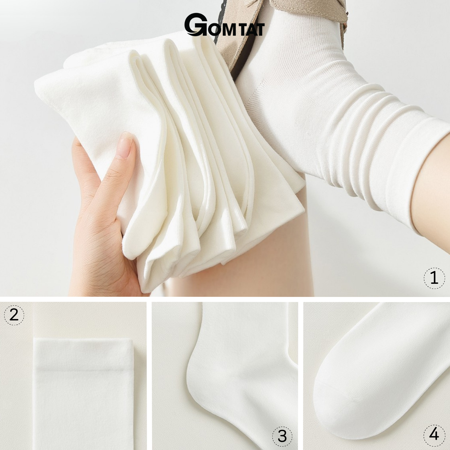 [BEST SELLER - HÀNG MỚI] Combo tất nữ cổ cao mùa hè GOMTAT mẫu trơn basic, vớ nữ chất cotton mềm mại - OAS-1706_thumbnail_8