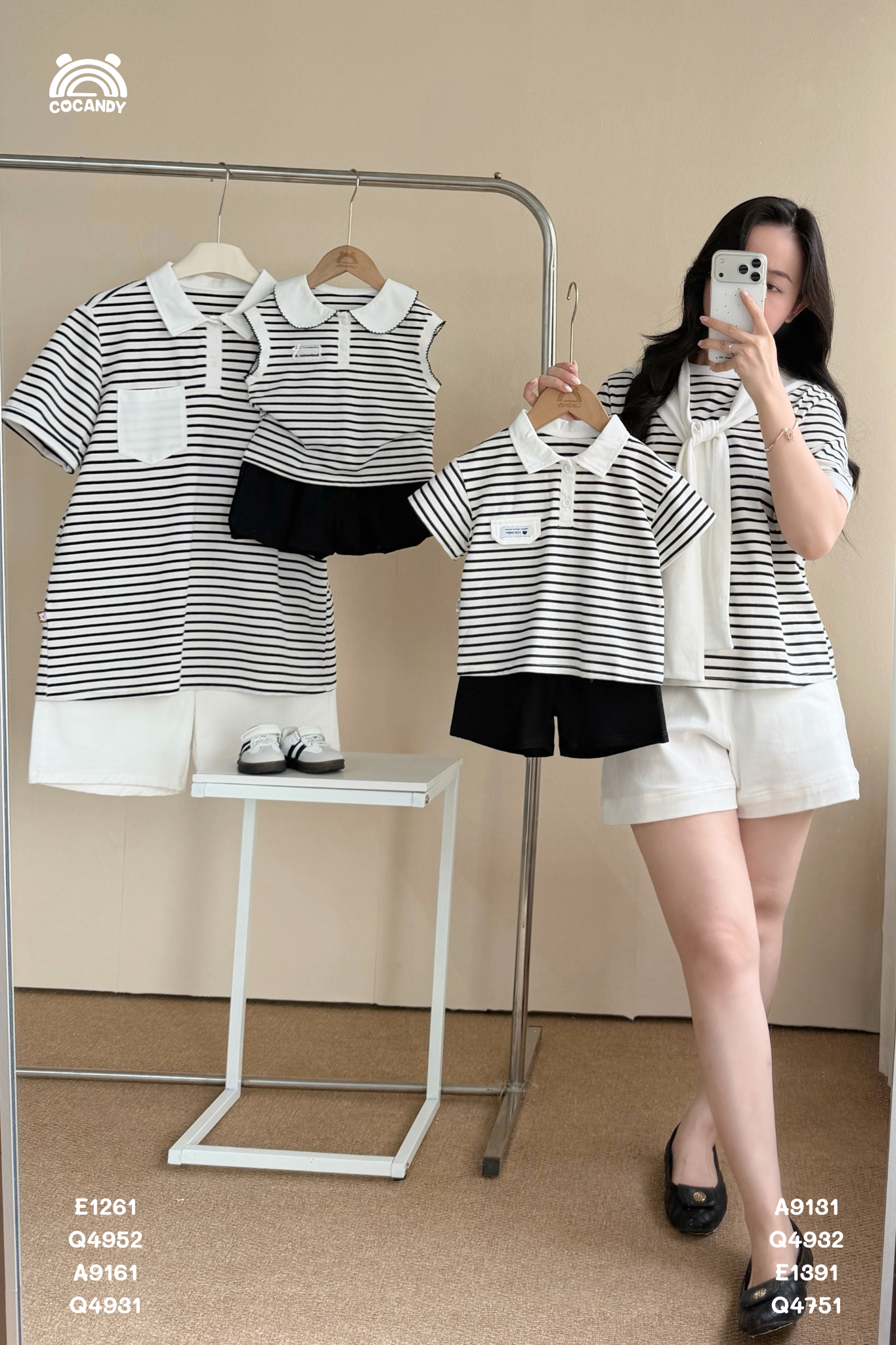 Áo cộc polo kẻ ĐEN TRẮNG thủy thủ NỮ_thumbnail_2