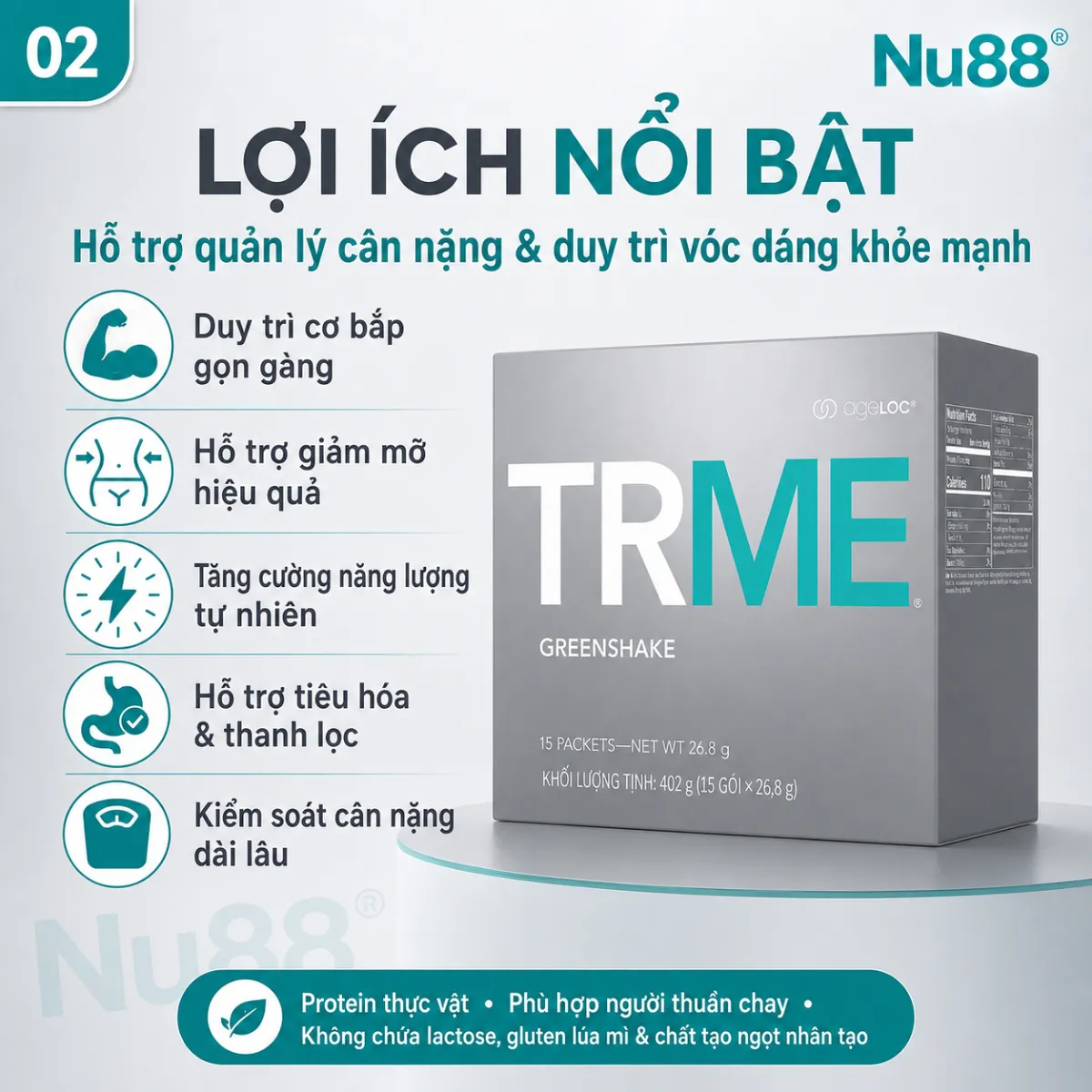 Bột uống hỗ trợ kiểm soát cân nặng ageLOC TRME Greenshake - - Bộ Giảm Cân TRME Nu Skin_thumbnail_2