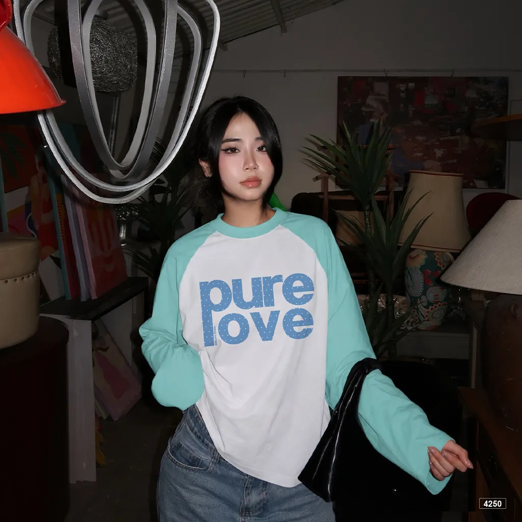 Áo thun nữ tay dài form boxy phối raglan Pure love Miucho 4250_thumbnail_2