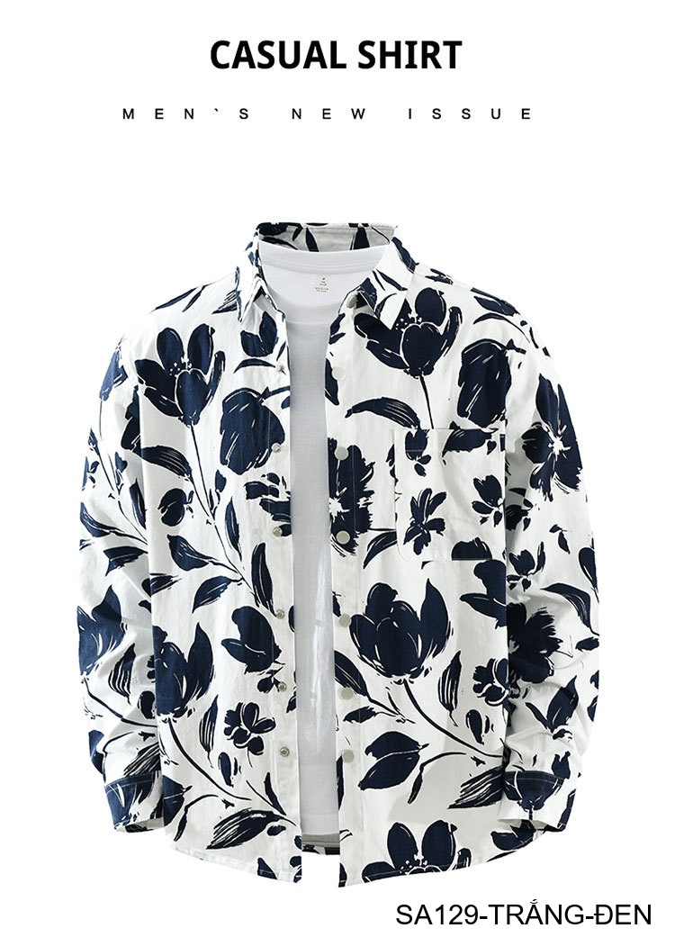 SA129 - Áo sơ mi nam dài tay họa tiết hoa cách điệu, form rộng thoải mái, phong cách streetwear trẻ trung_thumbnail_2