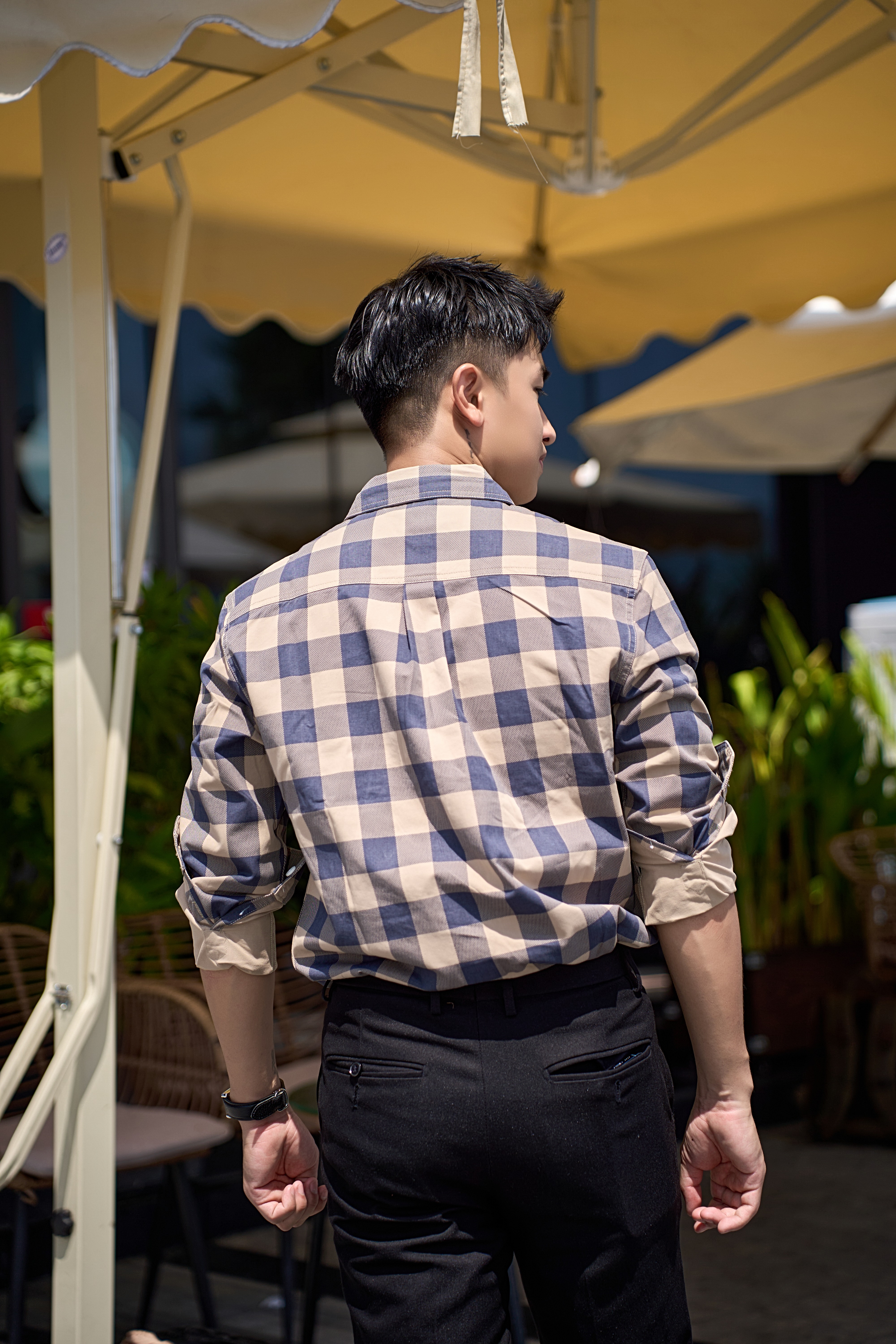 SA132 - Áo sơ mi nam kẻ caro phong cách Nhật Bản, dáng rộng thoải mái, tay dài cổ ve_thumbnail_9