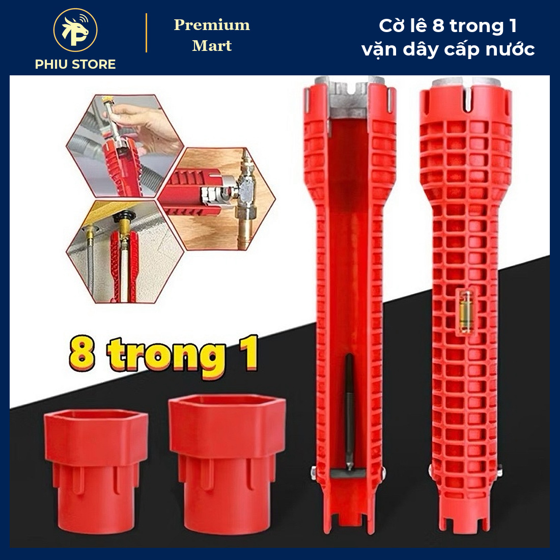 Cờ Lê Đa Năng 8 Trong 1 Vặn Dây Cấp Nước - Tháo Lắp Vòi, Bồn Rửa, Bình Nóng Lạnh Chỗ Hẹp - PHIU STORE