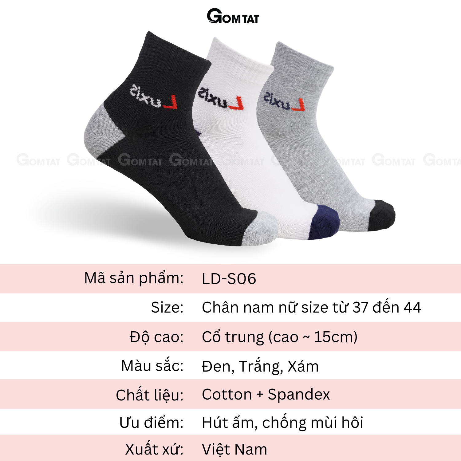 Tất cổ cao nam nữ GOMTAT cotton mềm mịn thoáng khí - LUX-S06-CB5_thumbnail_8