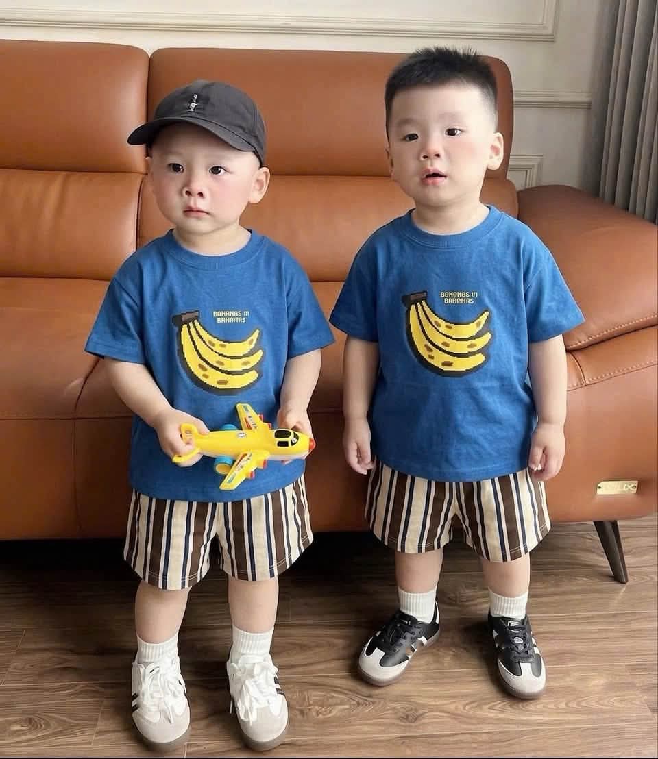 Set bộ cotton xanh kẻ chuối vàng_thumbnail_1