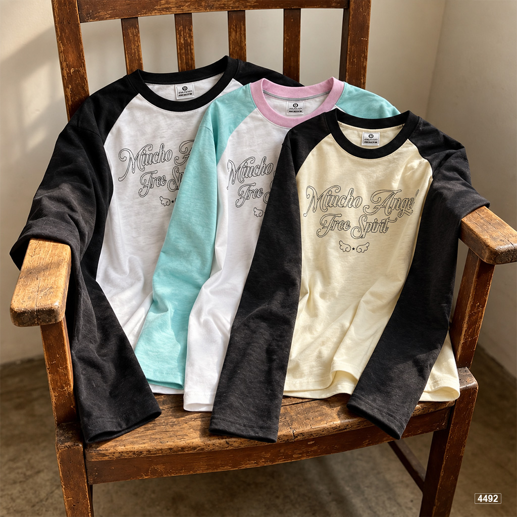 Áo thun tay dài form boxy Miucho cotton xược tháng mát 4492_thumbnail_6
