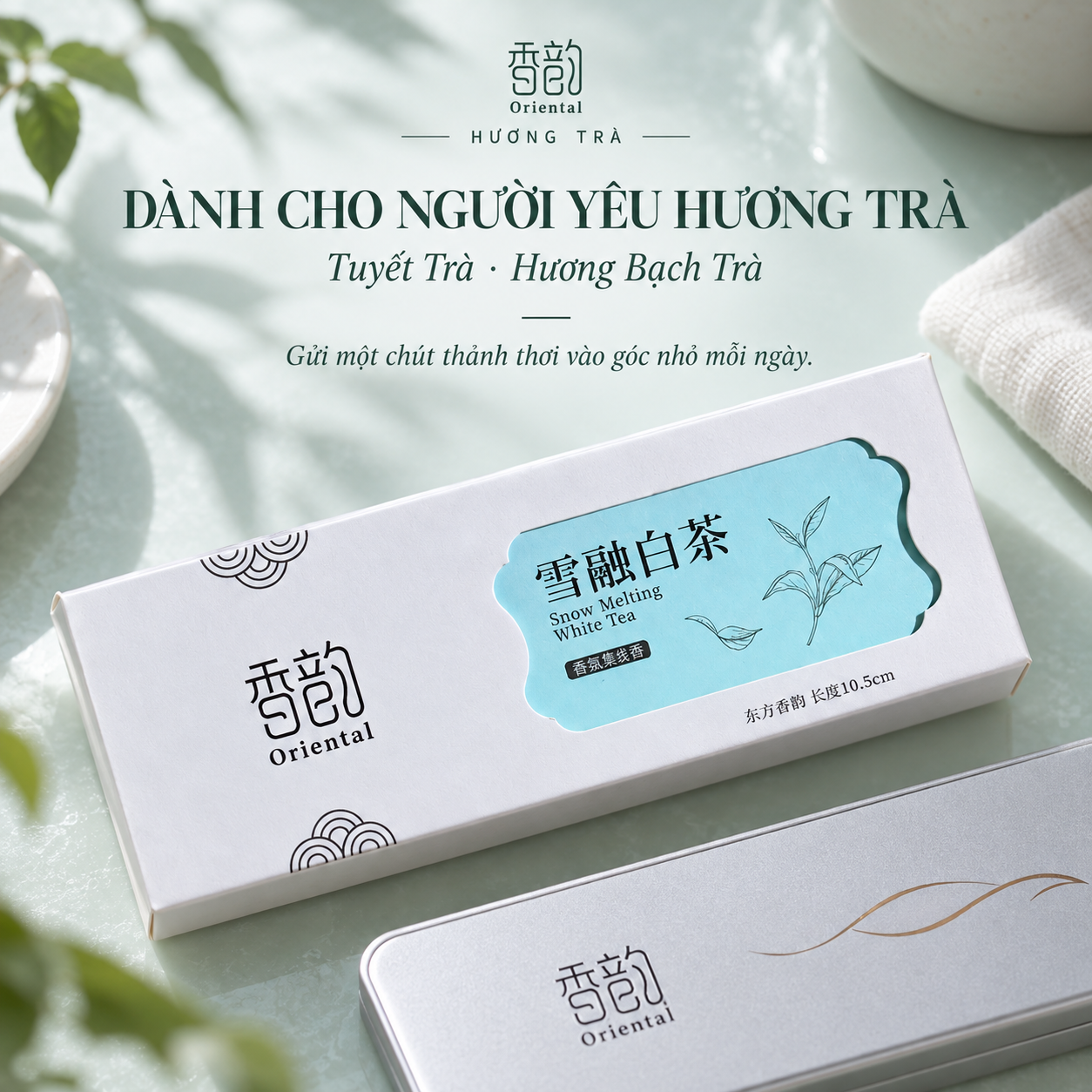 Tuyết Trà - Nhang thơm không tăm Oriental hương Bạch Trà, 30 que, tặng đế cắm_thumbnail_8