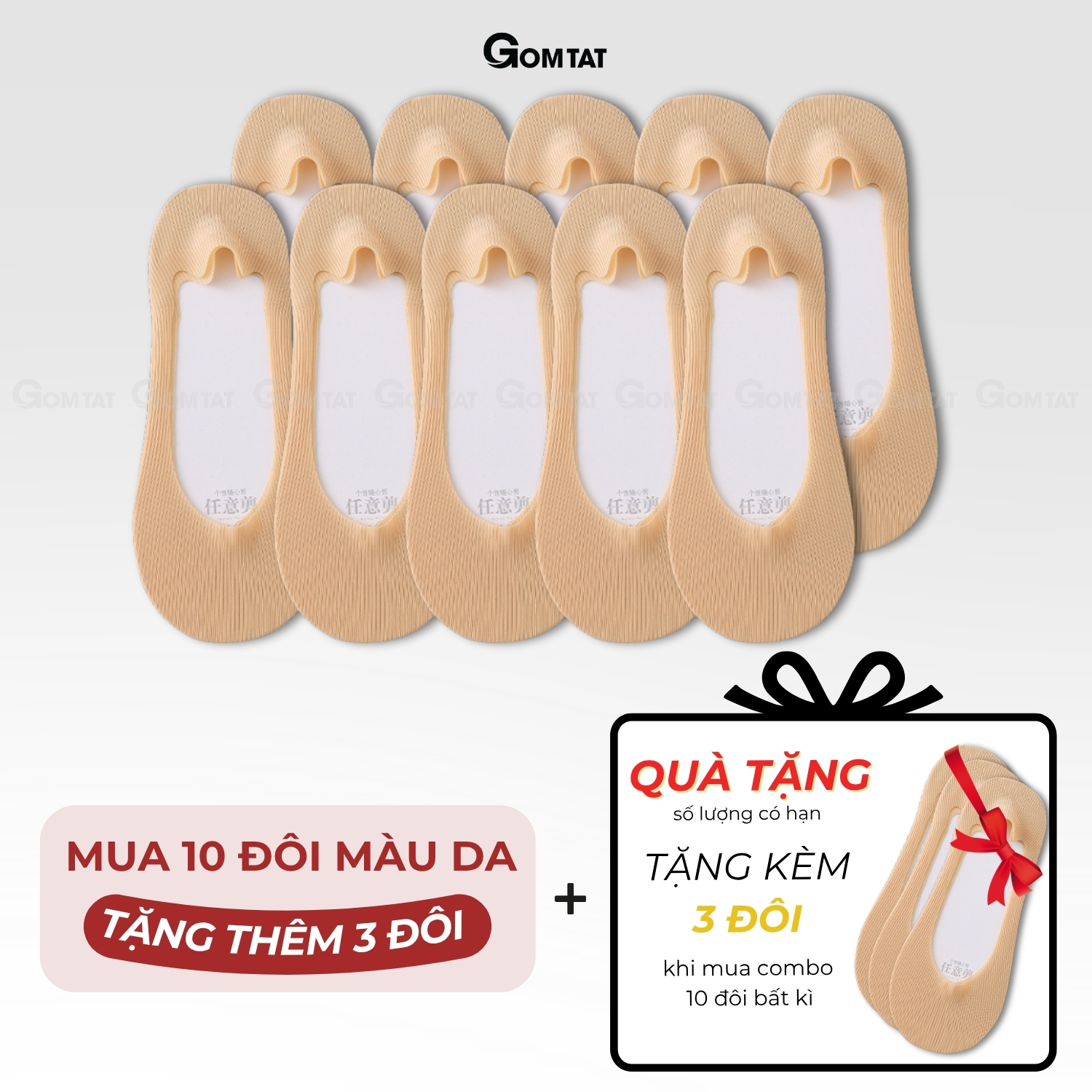Combo tất đi giày lười nữ GOMTAT, có đệm silicon chống tuột gót, chất liệu cotton êm chân - KOL-1302_thumbnail_20