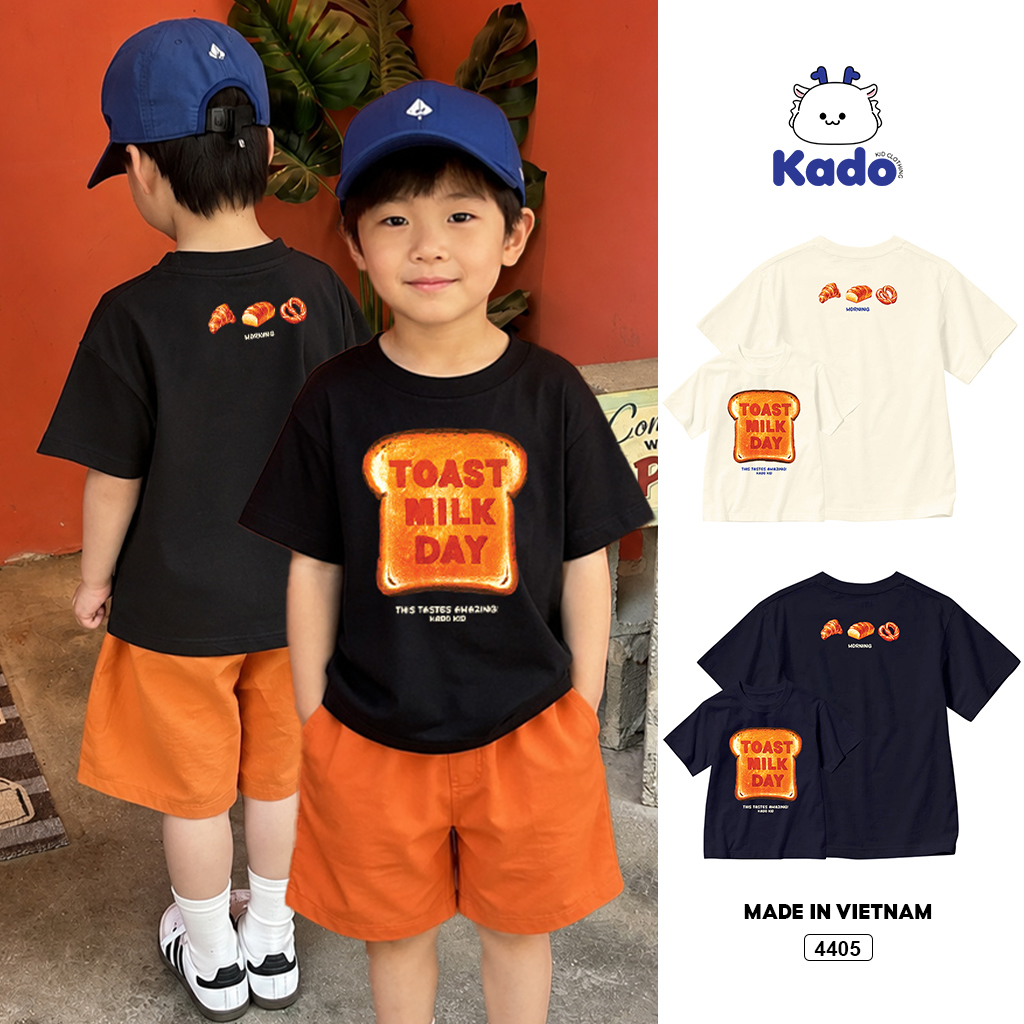 Áo thun bé gái form rộng toast milk Kado 4405