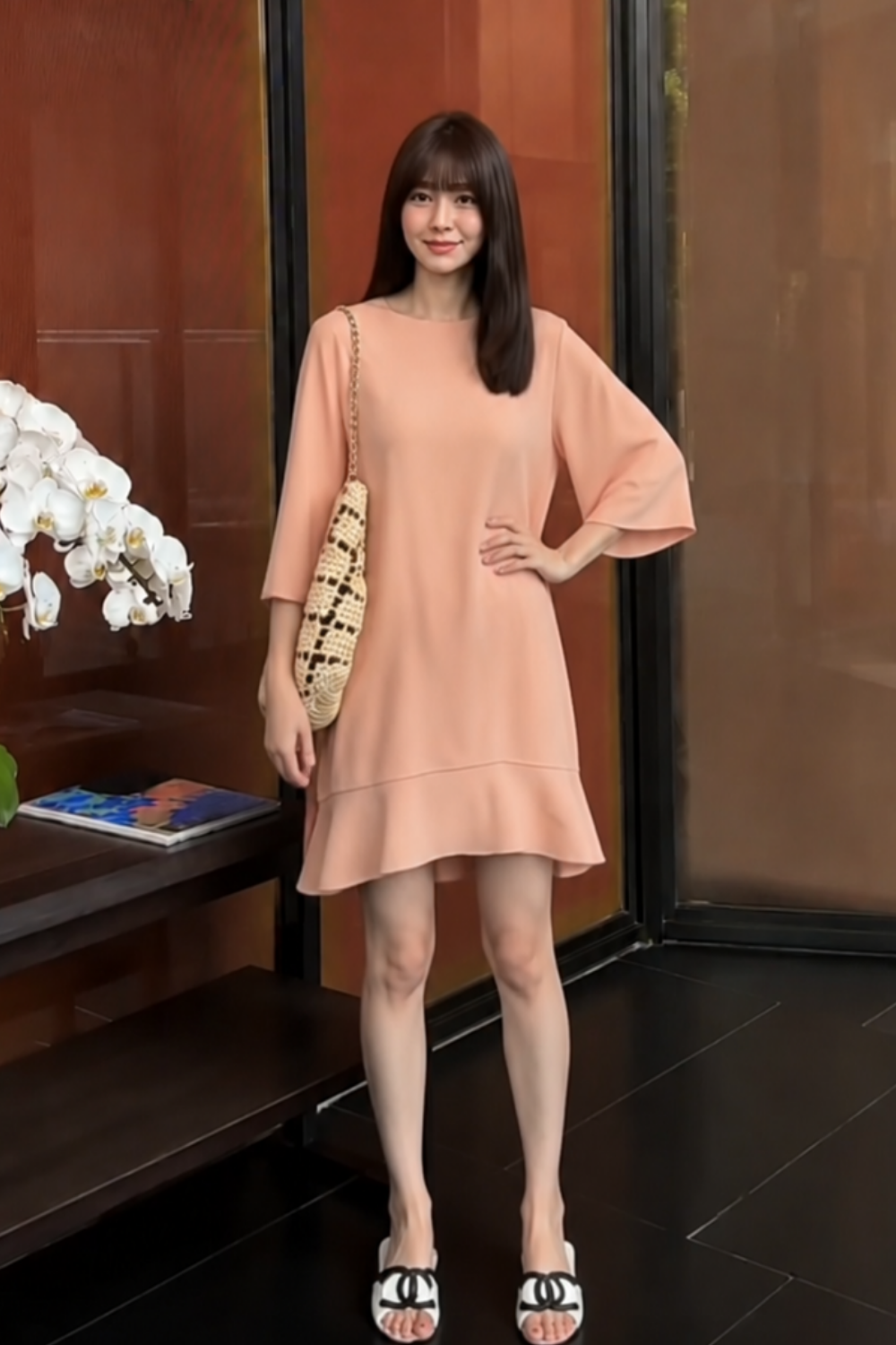 MV097 - Đầm Hồng Pastel Tay Lỡ Đuôi Cá Thanh Lịch_thumbnail_3