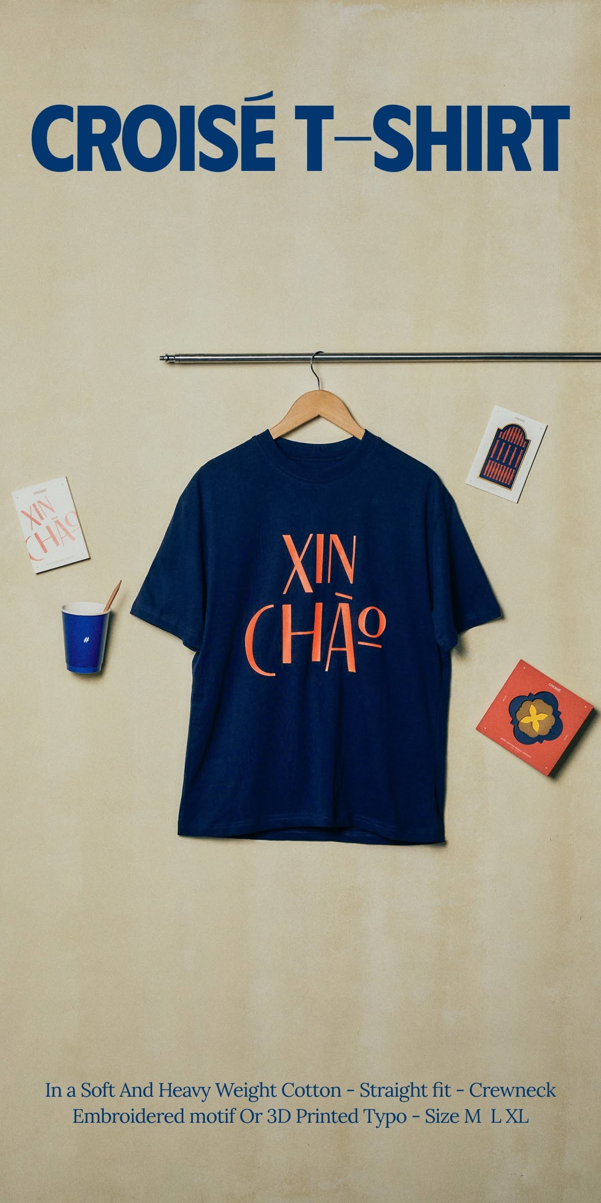 Áo Thun CROISÉ SALUT HANOI Màu Ghi Xám In Chữ Xanh Mint Dáng Rộng Unisex Tối Giản Vintage Nam Nữ_thumbnail_11