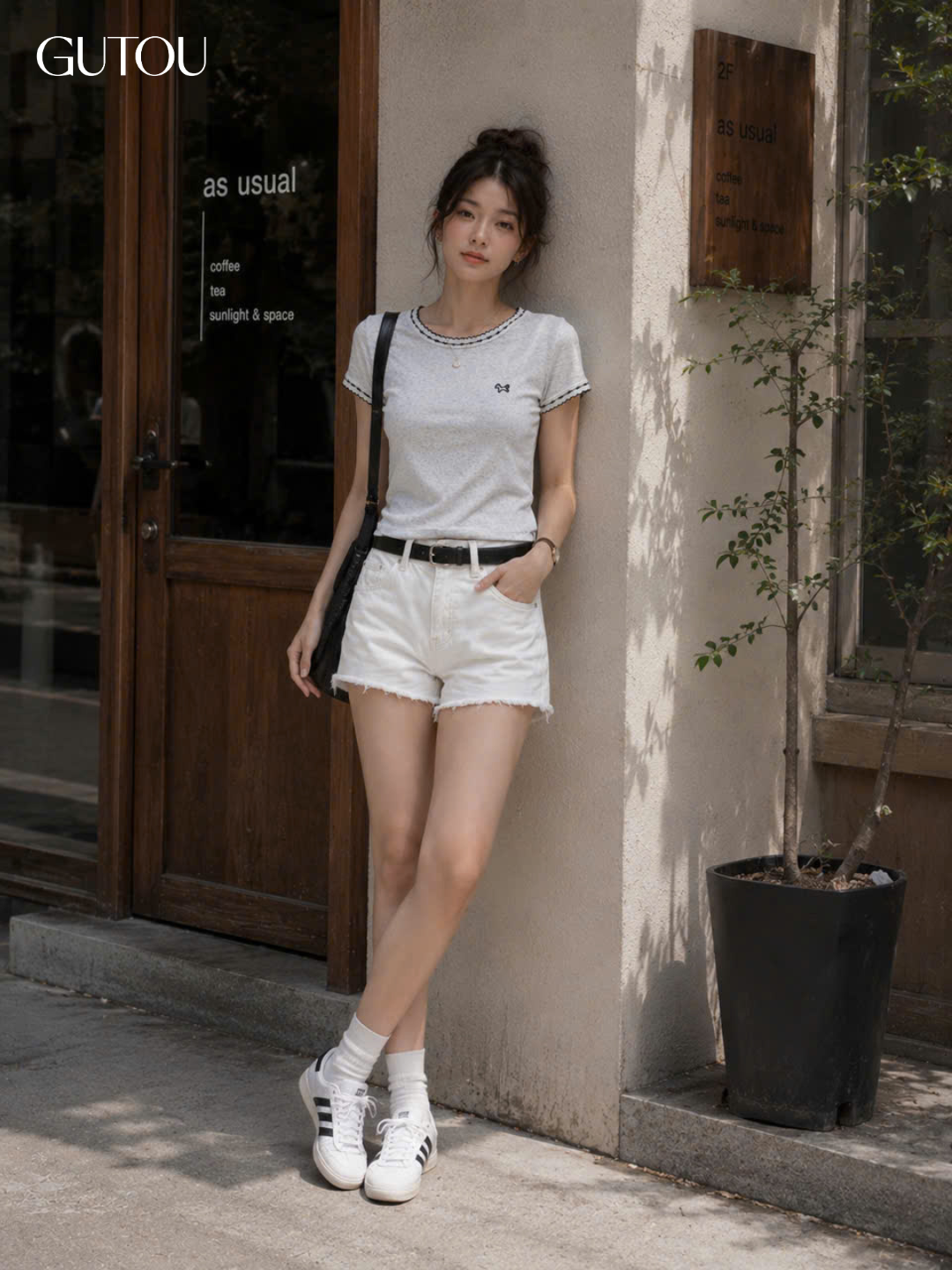[ GUTOU ] Áo Thun Slim Fit Viền Nổi Phối Họa Tiết_thumbnail_5