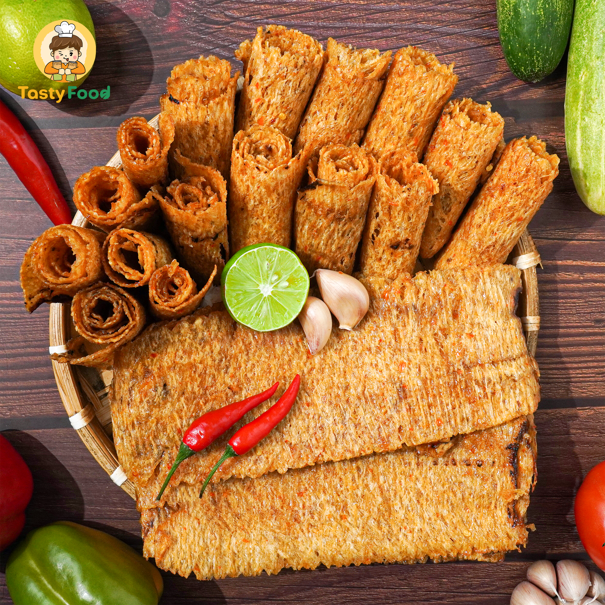 Mực cán tẩm gia vị cay Tasty Food - Hũ vuông 500g_thumbnail_2