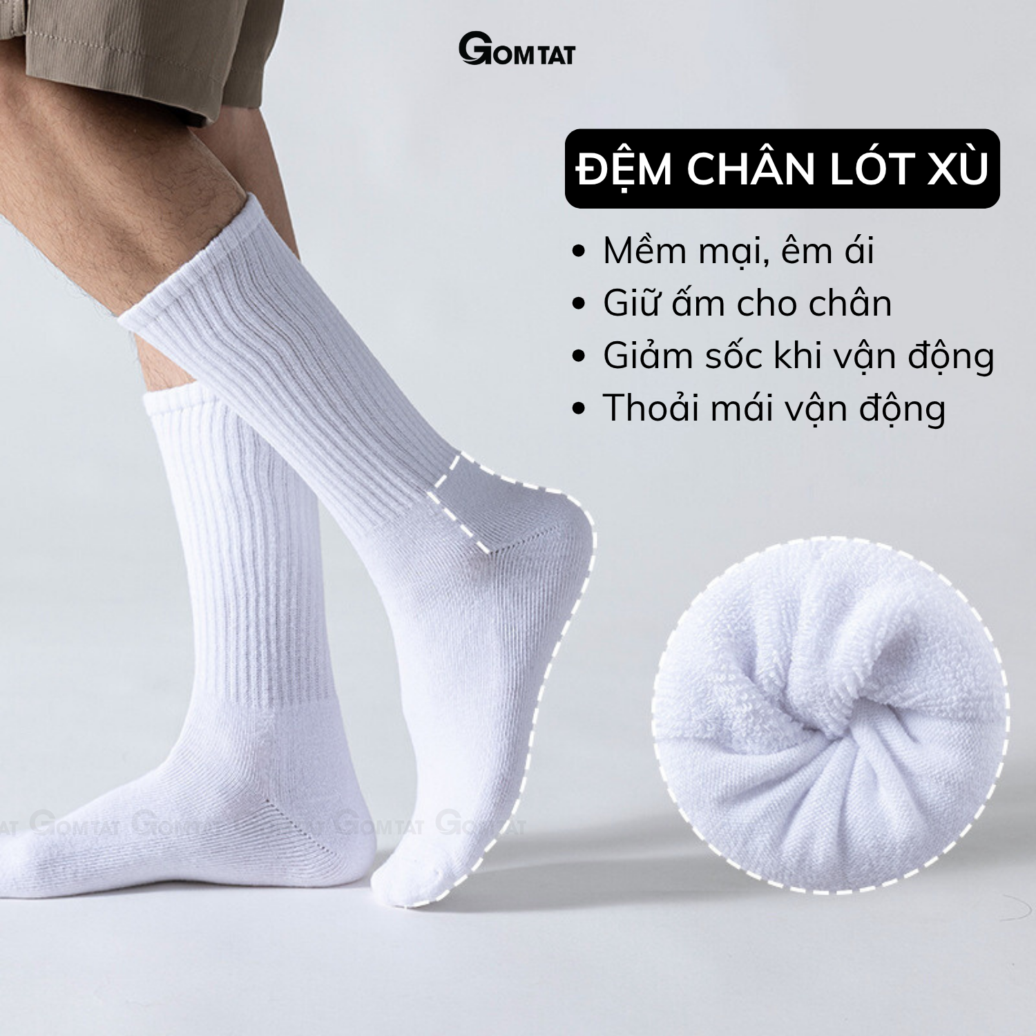 Combo tất cổ cao, cổ trung nam nữ GOMTAT, chất liệu cotton đệm xù êm chân - TATXU-TRON_thumbnail_3