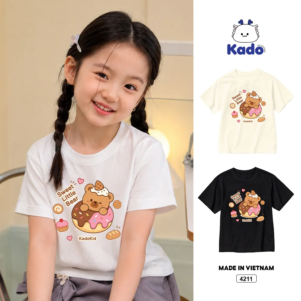 Áo thun bé gái Little Bear đáng yêu Kado 4211