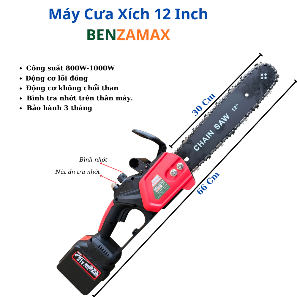 Cưa xích pin cầm tay 16 inch máy cắt cầm tay pin máy cưa gỗ cầm tay chạy pin Động cơ không chổi than Có Bình Dầu Bôi Trơ