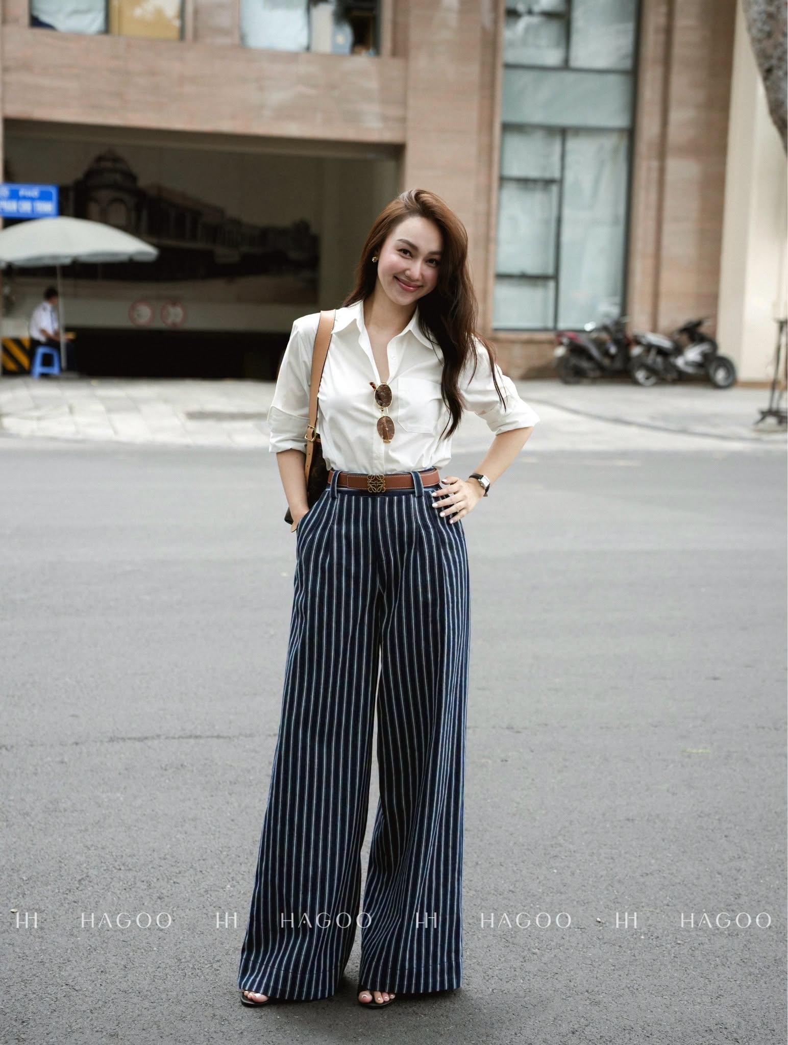 Quần Jean xếp 2 ly túi chéo HAGOO