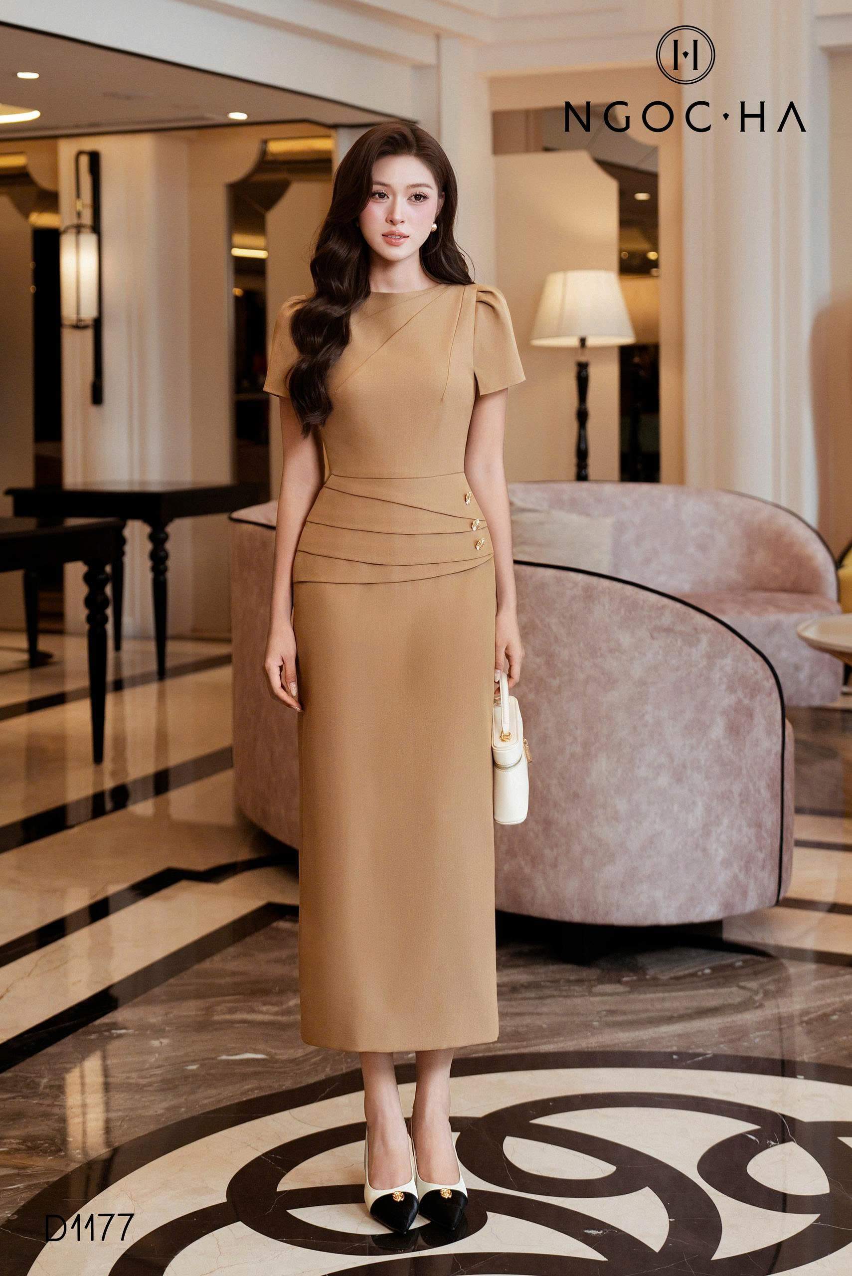 Delila Dress_ Đầm Bút Chì Nếp Nếp Eo D1177