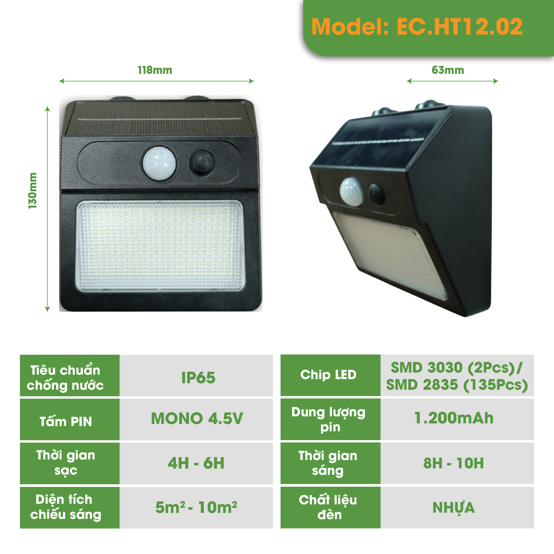 Đèn trang trí hắt tường 2 mặt năng lượng mặt trời ECOLA HT12_thumbnail_1