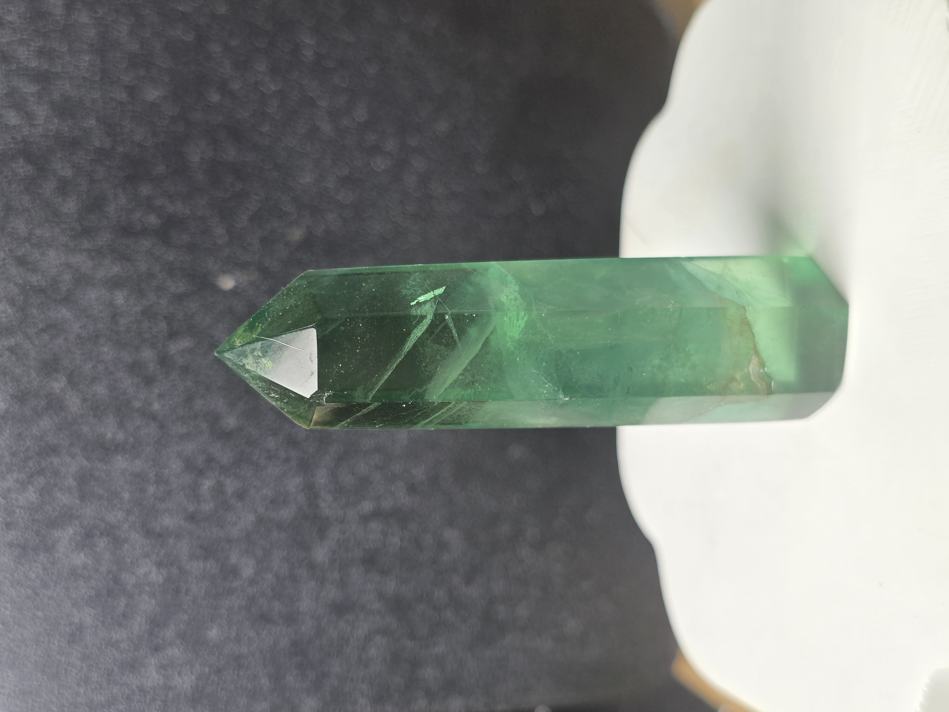 Trụ Đá Mài Bóng - Fluorite Xanh Lục (Có Nhiệt)