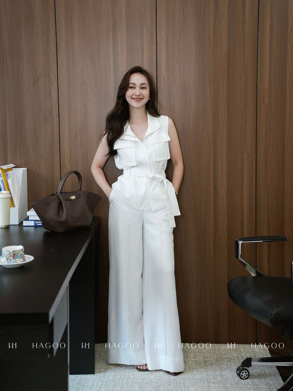 Áo Gile túi ốp ngực nẹp khóa, thắt đai HAGOO_thumbnail_3