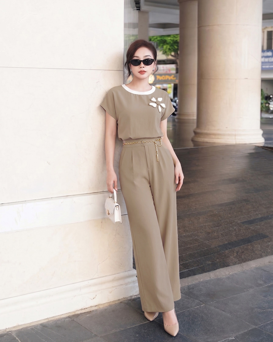 Bộ quần suông 26511 nâu