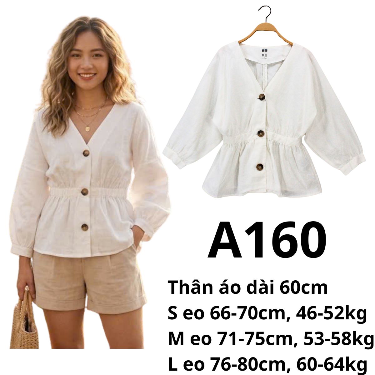 A160- Áo linen trắng
