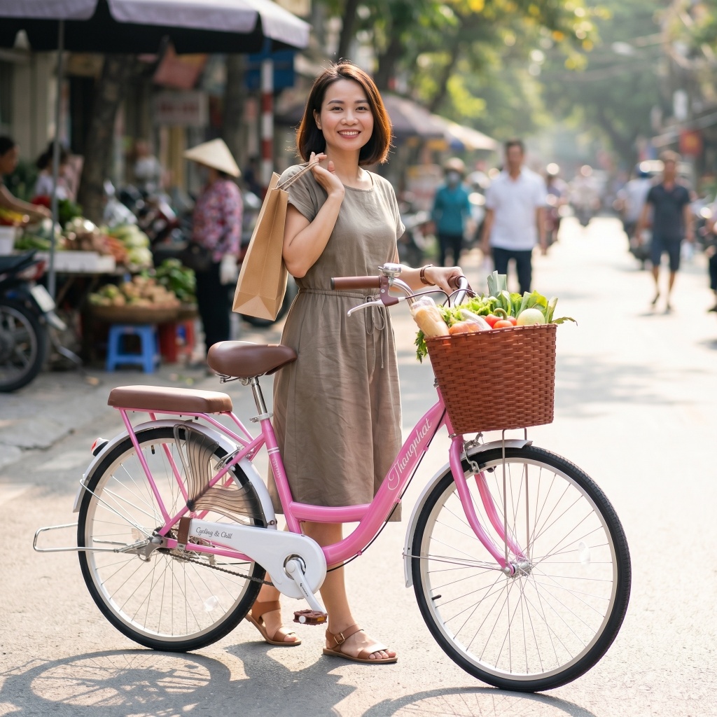[TẶNG PHỤ KIỆN] Xe Đạp Mini Nữ Thống Nhất New 24 26 INCH Cho Học Sinh, Người Lớn Đi Làm Đi Học_thumbnail_3