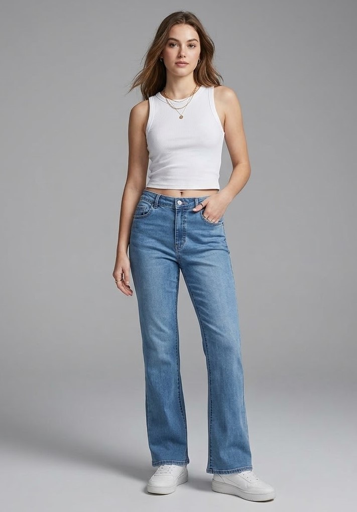 QJ108- Quần jeans loe nhẹ