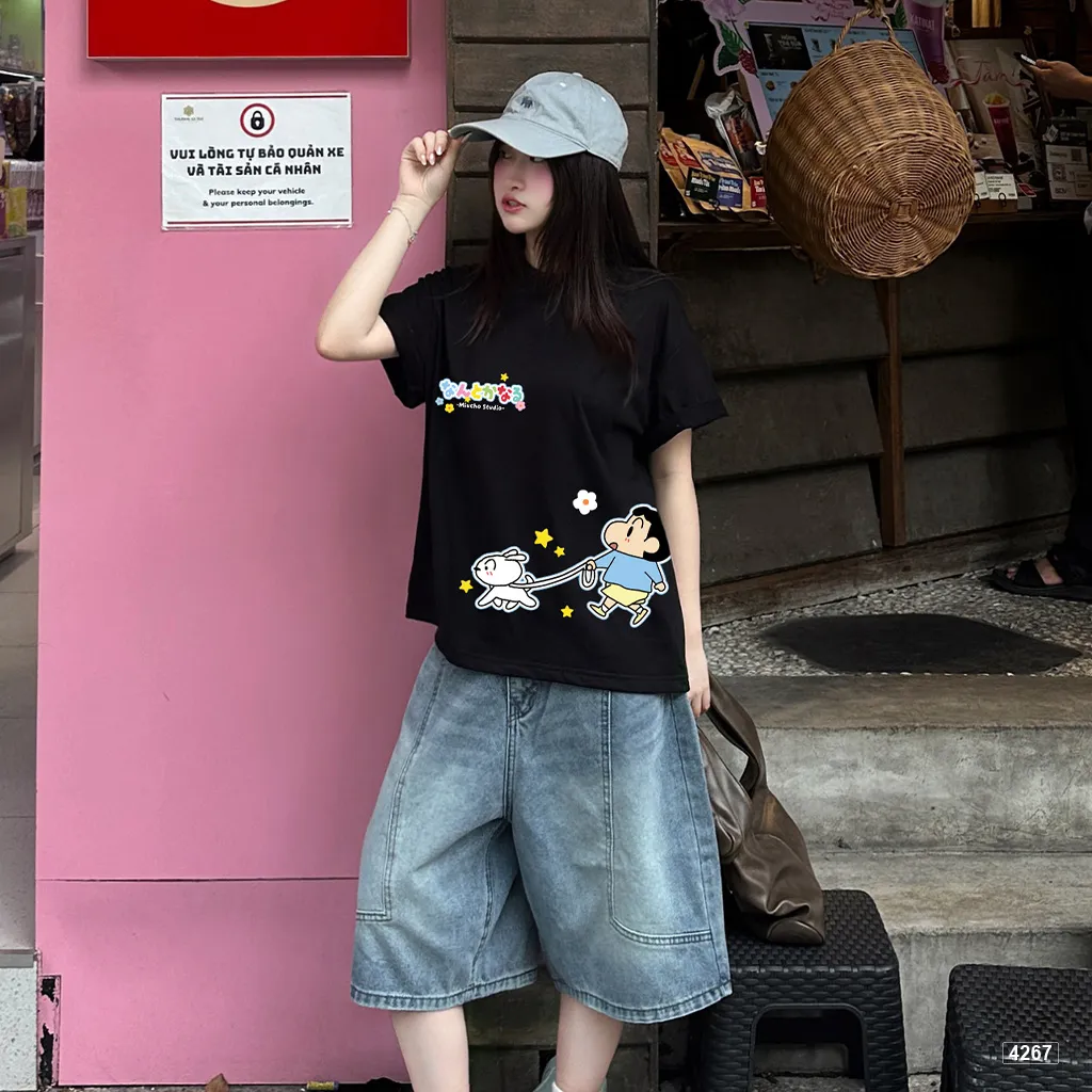 Áo thun form boxy hoạt hình Shinn Miucho 4267_thumbnail_4