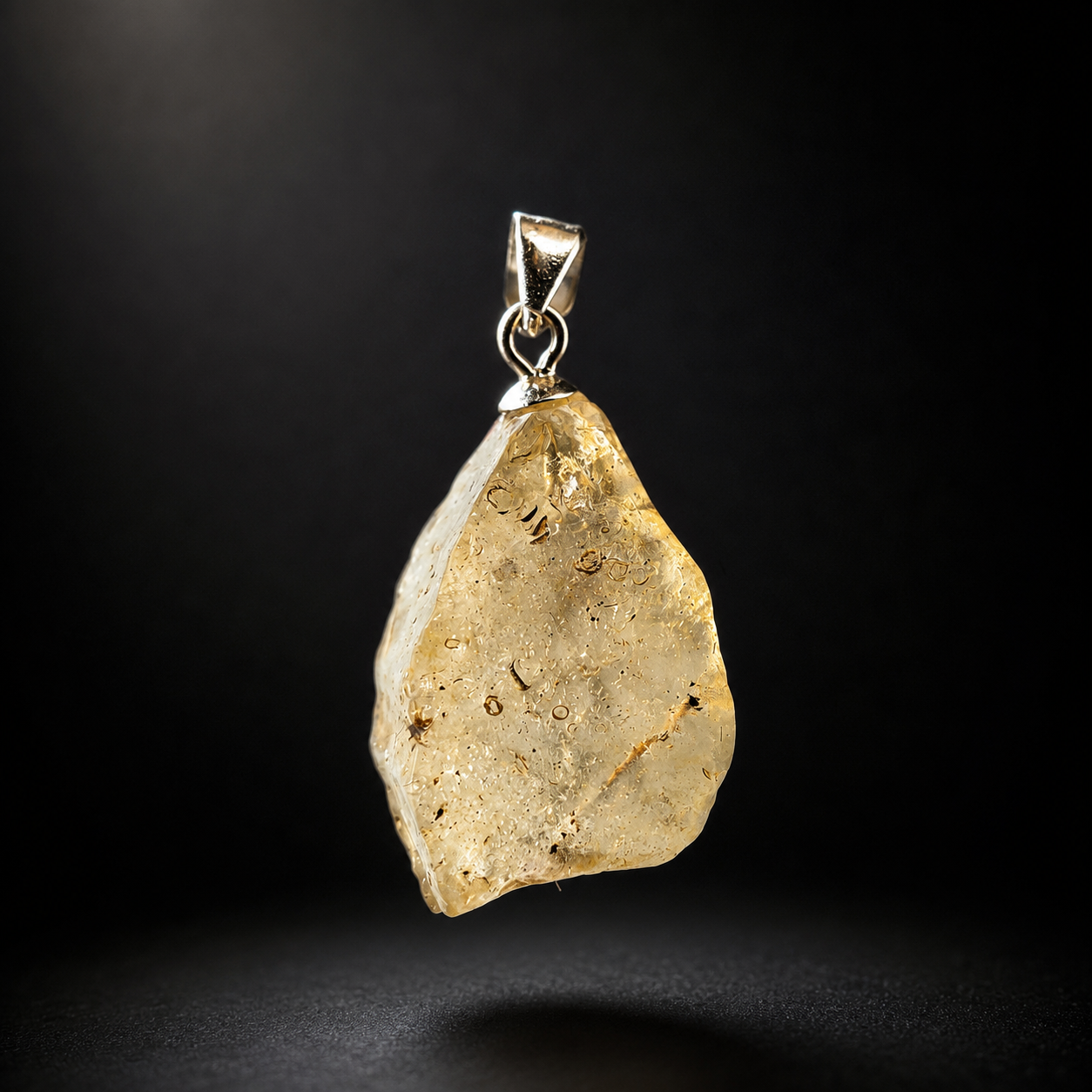 Mặt Dây Chuyền Libyan Desert Glass Dáng Thô Khấu S.925_thumbnail_3