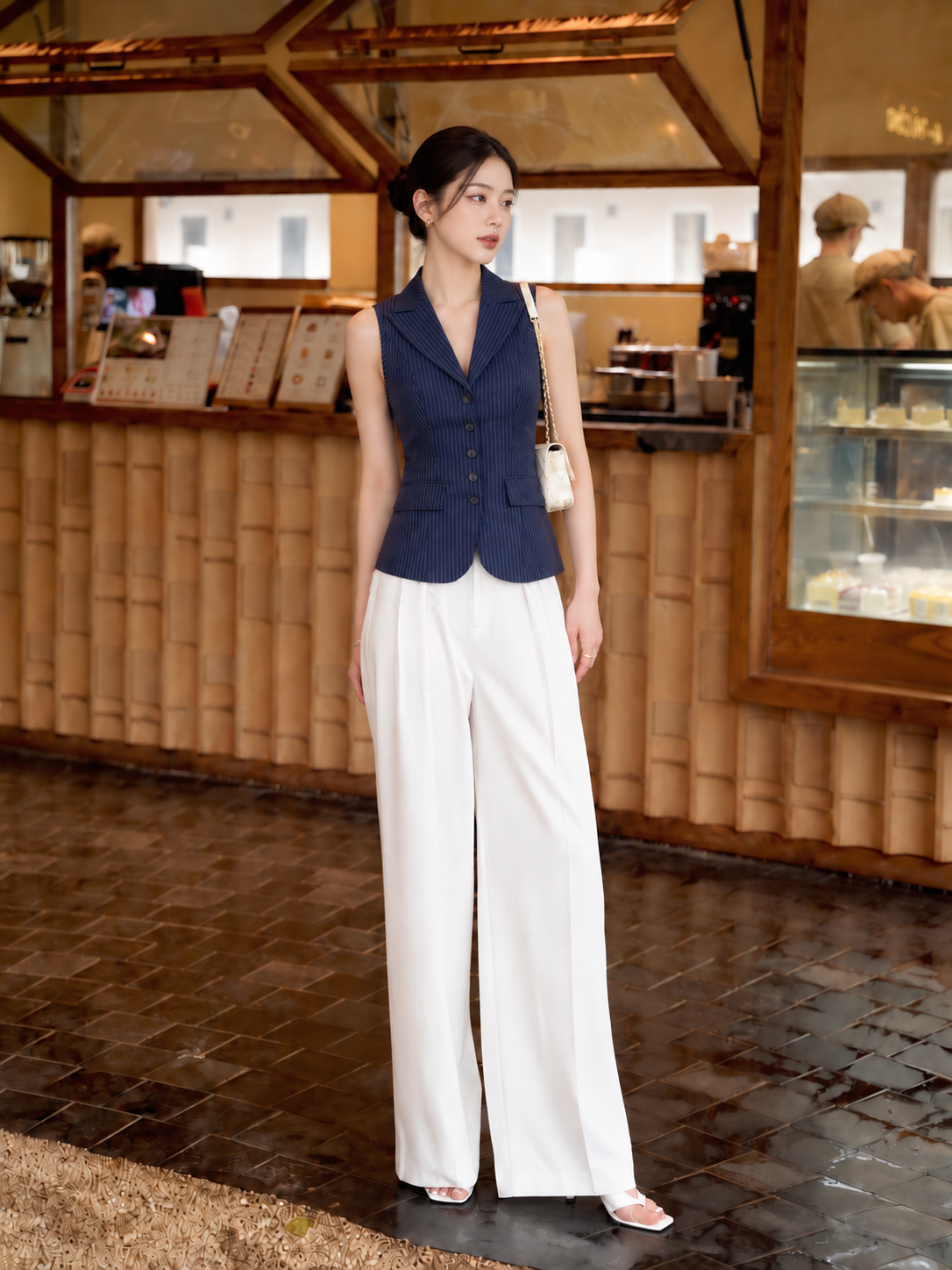 Áo vest gile kẻ 26122 tím than