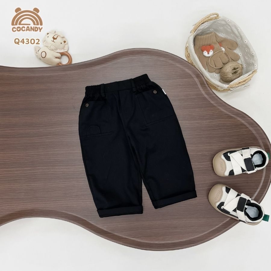 Quần dài kaki ĐEN túi viền cong