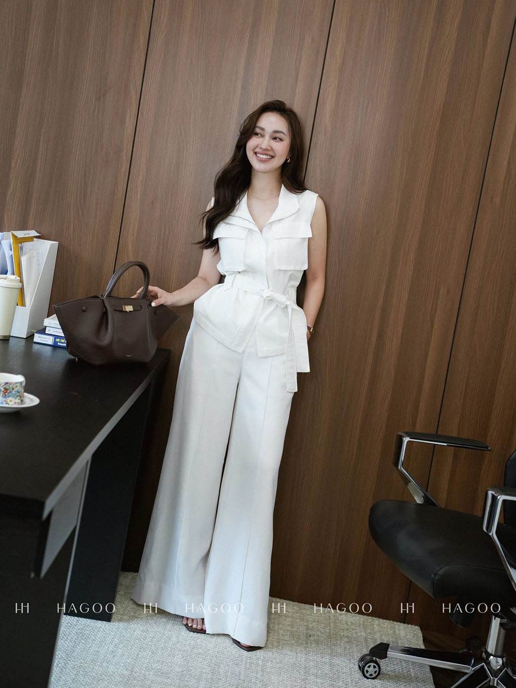 Áo Gile túi ốp ngực nẹp khóa, thắt đai HAGOO_thumbnail_4