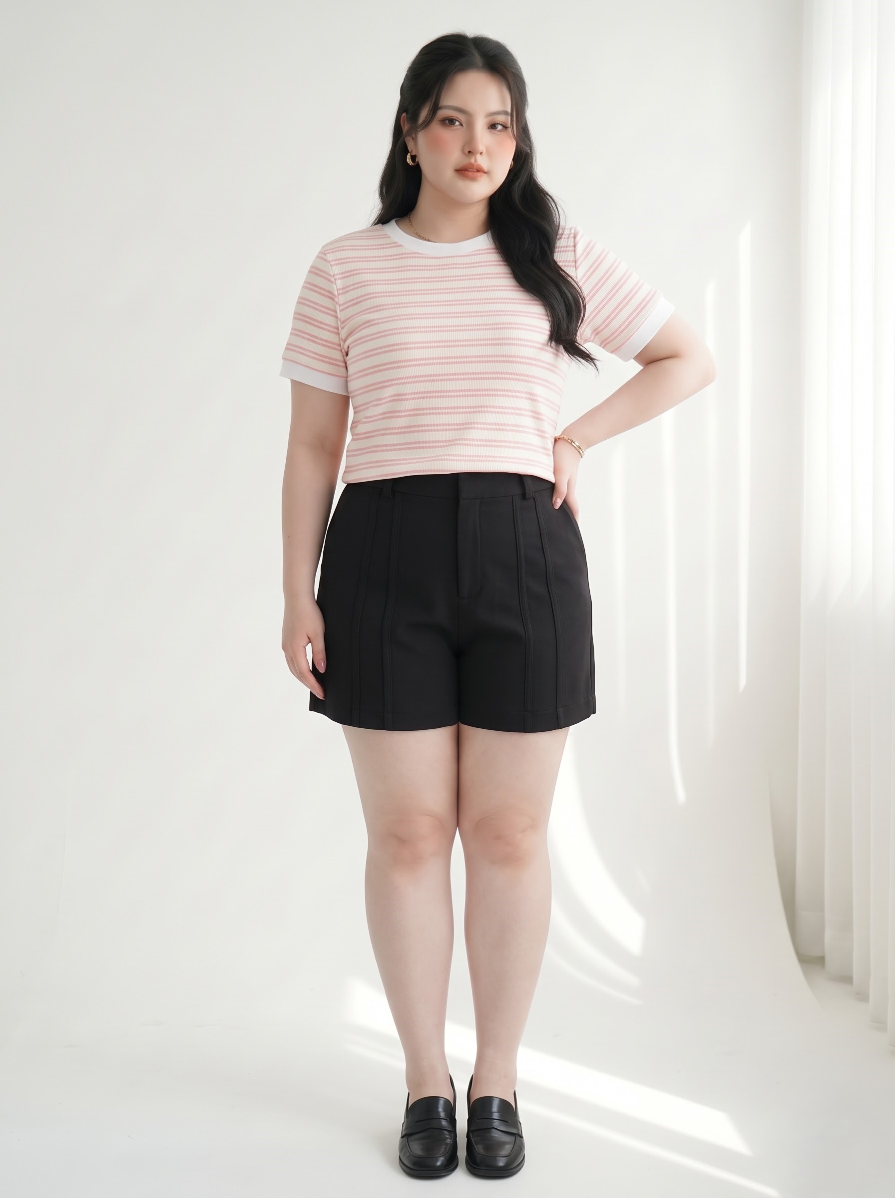 BIGSIZE NỮ - Áo thun sọc form basic V-AK096_thumbnail_6