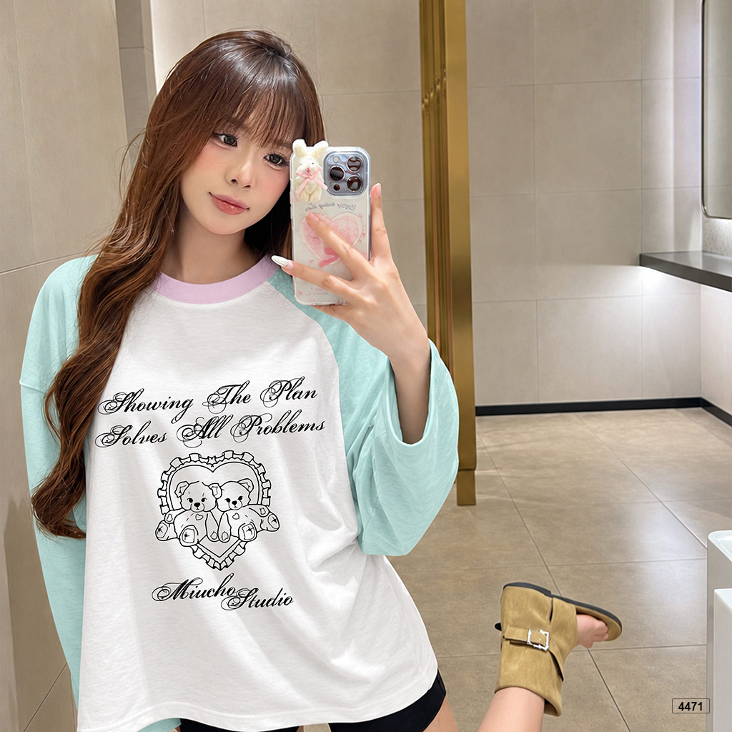 Áo thun tay dài form boxy tay dài cotton xược Miucho 4471_thumbnail_5